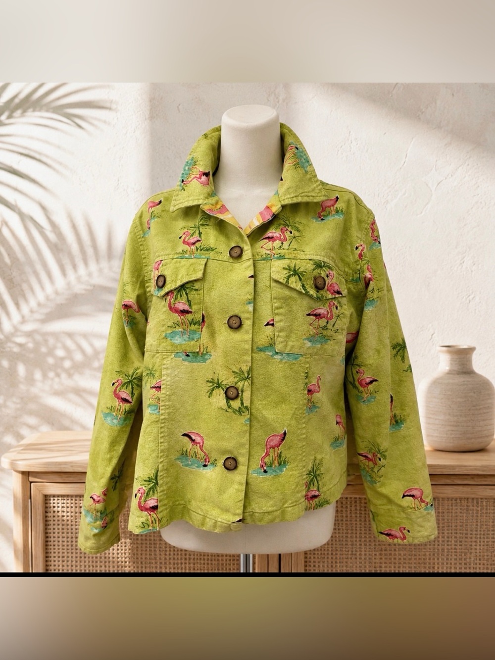 Tasha Polizzi green  and pink jacket size medium